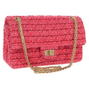 CHANEL Chain Matelasse 2.55 Shoulder Bag Tweed Pink Gold CC Auth 203324SM-1