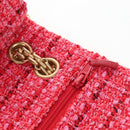 CHANEL Chain Matelasse 2.55 Shoulder Bag Tweed Pink Gold CC Auth 203324SM-22
