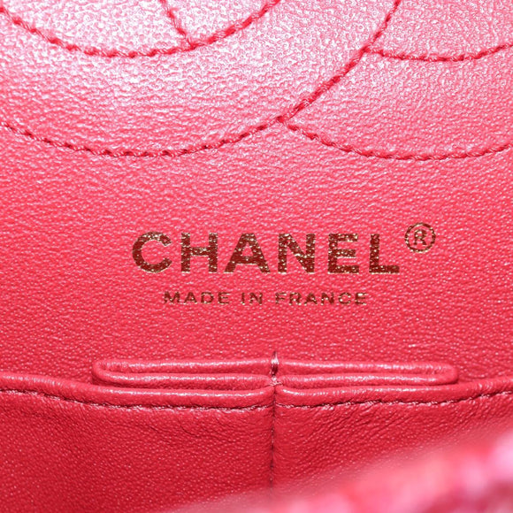CHANEL Chain Matelasse 2.55 Shoulder Bag Tweed Pink Gold CC Auth 203324SM