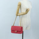 CHANEL Chain Matelasse 2.55 Shoulder Bag Tweed Pink Gold CC Auth 203324SM-29