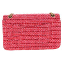 CHANEL Chain Matelasse 2.55 Shoulder Bag Tweed Pink Gold CC Auth 203324SM-2
