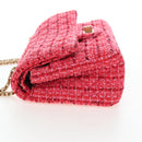 CHANEL Chain Matelasse 2.55 Shoulder Bag Tweed Pink Gold CC Auth 203324SM-3