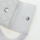 CHANEL Matelasse Chain Waist Bag Caviar Skin White CC Auth 203326M-25