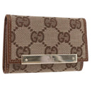 GUCCI GG Canvas Key Case Beige Gold 127048 Auth 203330V-1