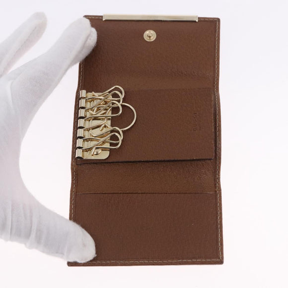GUCCI GG Canvas Key Case Beige Gold 127048 Auth 203330V