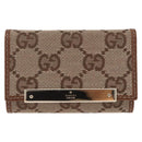 GUCCI GG Canvas Key Case Beige Gold 127048 Auth 203330V-13