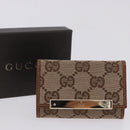 GUCCI GG Canvas Key Case Beige Gold 127048 Auth 203330V-12