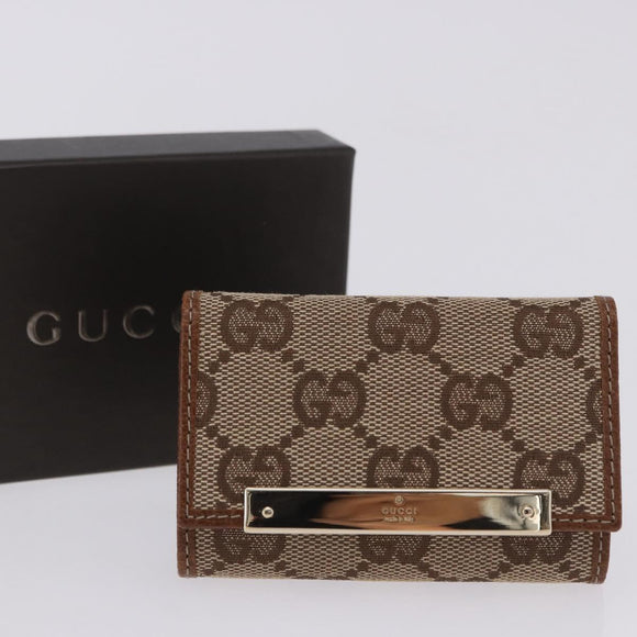 GUCCI GG Canvas Key Case Beige Gold 127048 Auth 203330V
