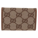 GUCCI GG Canvas Key Case Beige Gold 127048 Auth 203330V-2
