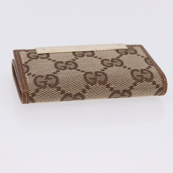 GUCCI GG Canvas Key Case Beige Gold 127048 Auth 203330V