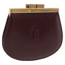 CARTIER Must Line Coin Purse Leather Bordeaux Gold Auth 203332V-1