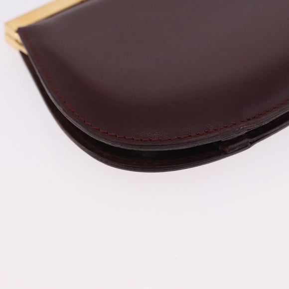 CARTIER Must Line Coin Purse Leather Bordeaux Gold Auth 203332V
