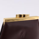 CARTIER Must Line Coin Purse Leather Bordeaux Gold Auth 203332V-17