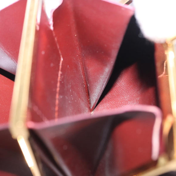 CARTIER Must Line Coin Purse Leather Bordeaux Gold Auth 203332V