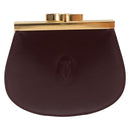 CARTIER Must Line Coin Purse Leather Bordeaux Gold Auth 203332V-13