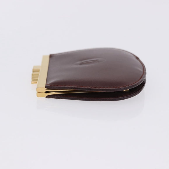 CARTIER Must Line Coin Purse Leather Bordeaux Gold Auth 203332V