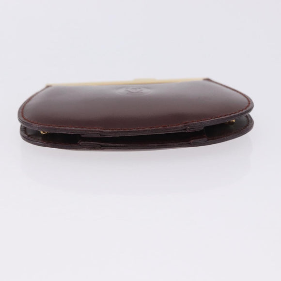 CARTIER Must Line Coin Purse Leather Bordeaux Gold Auth 203332V
