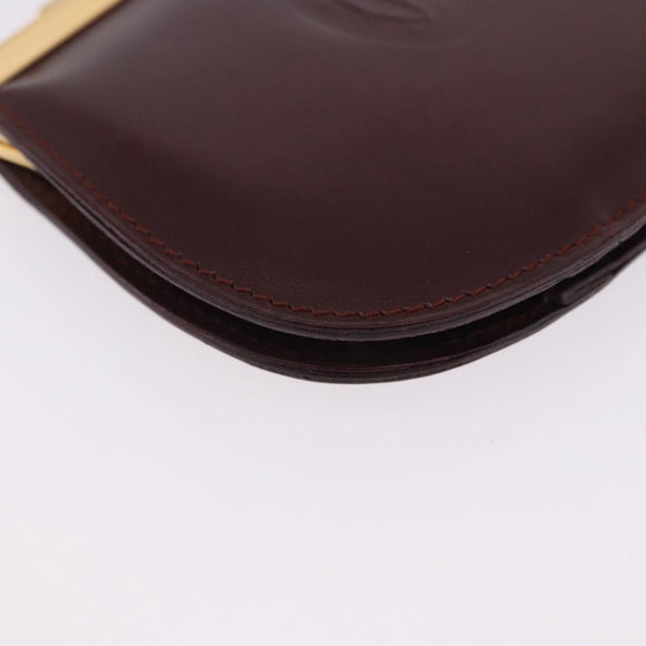 CARTIER Must Line Coin Purse Leather Bordeaux Gold Auth 203332V
