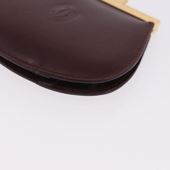 CARTIER Must Line Coin Purse Leather Bordeaux Gold Auth 203332V