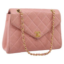 CHANEL Matelasse Chain Shoulder Bag Lamb Skin Pink Gold CC Auth 203333V-1