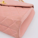 CHANEL Matelasse Chain Shoulder Bag Lamb Skin Pink Gold CC Auth 203333V-8
