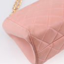 CHANEL Matelasse Chain Shoulder Bag Lamb Skin Pink Gold CC Auth 203333V-17