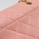CHANEL Matelasse Chain Shoulder Bag Lamb Skin Pink Gold CC Auth 203333V-9