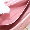 CHANEL Matelasse Chain Shoulder Bag Lamb Skin Pink Gold CC Auth 203333V-22