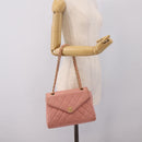 CHANEL Matelasse Chain Shoulder Bag Lamb Skin Pink Gold CC Auth 203333V-26