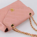 CHANEL Matelasse Chain Shoulder Bag Lamb Skin Pink Gold CC Auth 203333V-6
