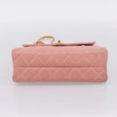 CHANEL Matelasse Chain Shoulder Bag Lamb Skin Pink Gold CC Auth 203333V-5