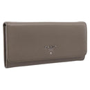 PRADA Long Wallet Leather Beige Silver Auth 203336A-1