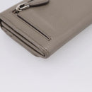 PRADA Long Wallet Leather Beige Silver Auth 203336A-16
