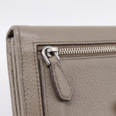 PRADA Long Wallet Leather Beige Silver Auth 203336A-18