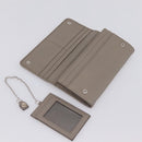 PRADA Long Wallet Leather Beige Silver Auth 203336A-8