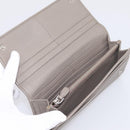 PRADA Long Wallet Leather Beige Silver Auth 203336A-9