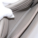 PRADA Long Wallet Leather Beige Silver Auth 203336A-21