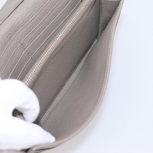 PRADA Long Wallet Leather Beige Silver Auth 203336A