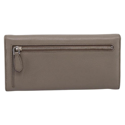 PRADA Long Wallet Leather Beige Silver Auth 203336A - 0