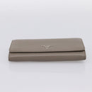 PRADA Long Wallet Leather Beige Silver Auth 203336A-6