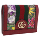 GUCCI Web Sherry Line Trifold Wallet PVC Red Gold 523155 Auth 203338M-1