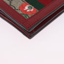 GUCCI Web Sherry Line Trifold Wallet PVC Red Gold 523155 Auth 203338M-10
