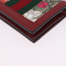 GUCCI Web Sherry Line Trifold Wallet PVC Red Gold 523155 Auth 203338M-11