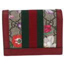 GUCCI Web Sherry Line Trifold Wallet PVC Red Gold 523155 Auth 203338M-3