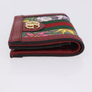 GUCCI Web Sherry Line Trifold Wallet PVC Red Gold 523155 Auth 203338M-4
