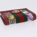 GUCCI Web Sherry Line Trifold Wallet PVC Red Gold 523155 Auth 203338M-6