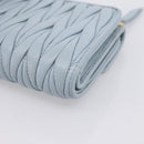Miu Miu Matelasse Bifold Wallet Leather Light Blue Gold Auth 203339M-15