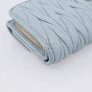 Miu Miu Matelasse Bifold Wallet Leather Light Blue Gold Auth 203339M-16