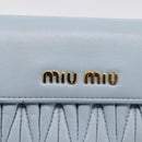 Miu Miu Matelasse Bifold Wallet Leather Light Blue Gold Auth 203339M-17