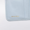 Miu Miu Matelasse Bifold Wallet Leather Light Blue Gold Auth 203339M-18